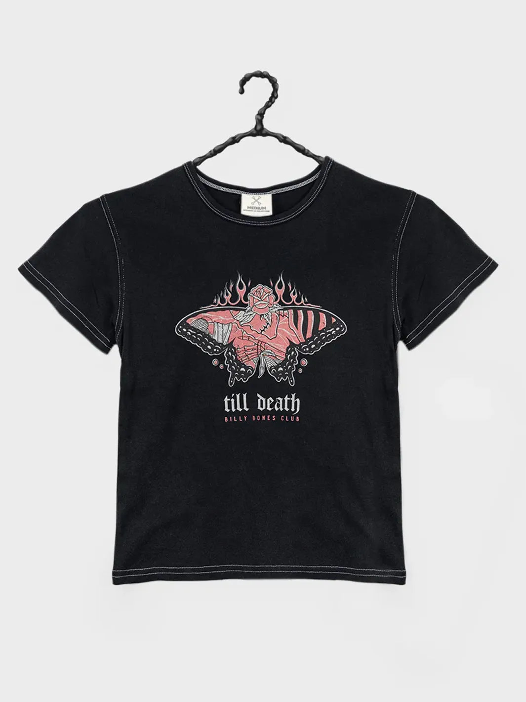 BILLY BONES CLUB TILL DEATH 2.0 BABY TEE - VINTAGE BLACK