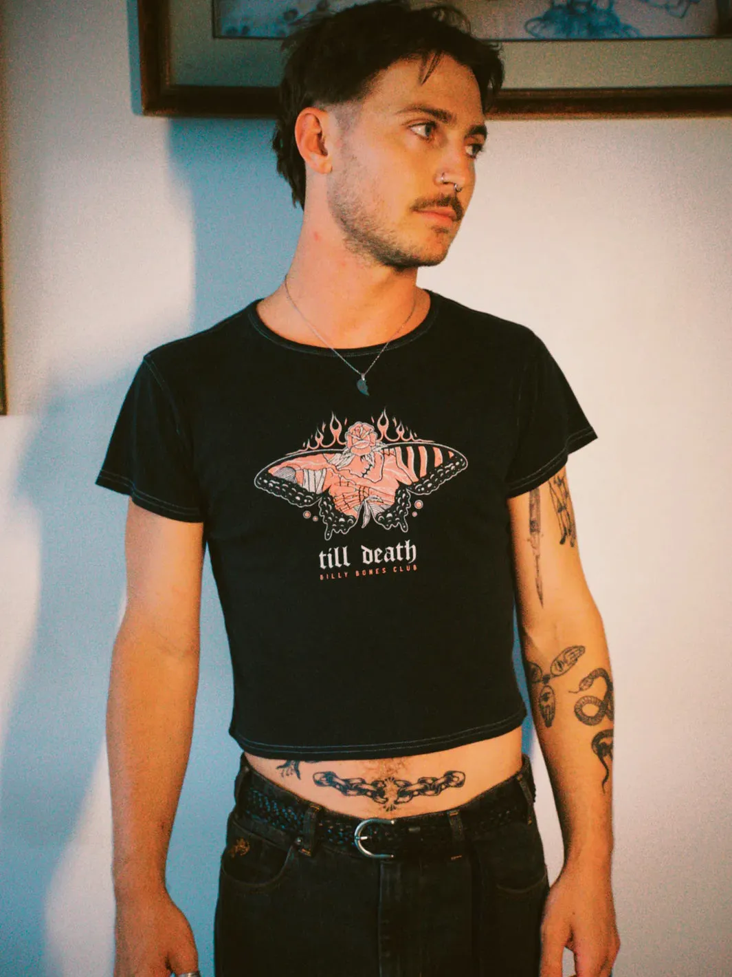 BILLY BONES CLUB TILL DEATH 2.0 BABY TEE - VINTAGE BLACK