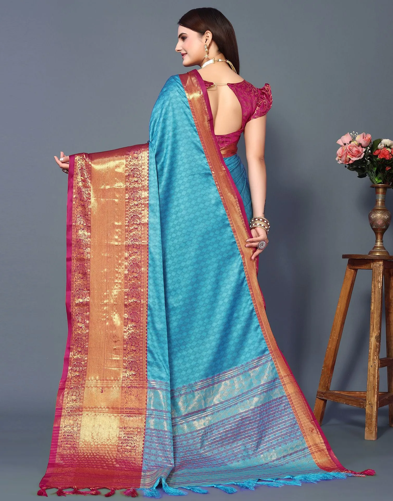 Blue Cotton Saree