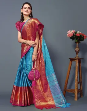 Blue Cotton Saree