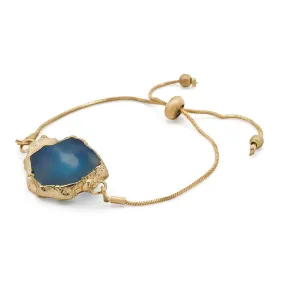 Blue Druzy Adjustable Bracelet Gold Tone