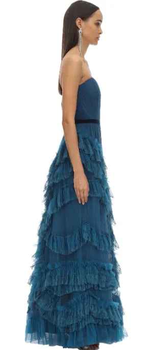 Blue Ruffled Tulle Gown