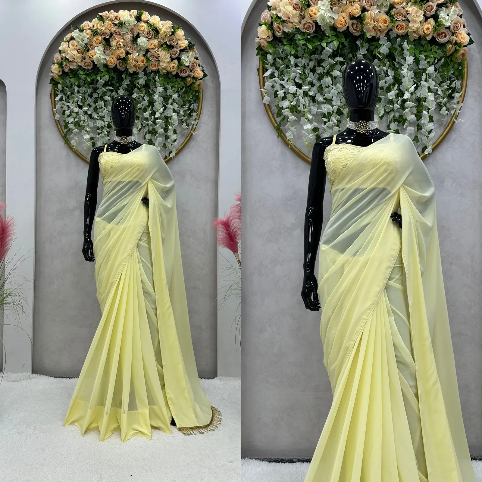 Bollywood Celebrity Janhvi Kapoor in Bawal Yellow Saree -SSS001JK