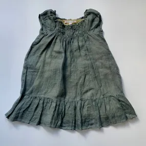 Bonpoint Petrol And Lime Green Linen And Silk Dress: 3 Years