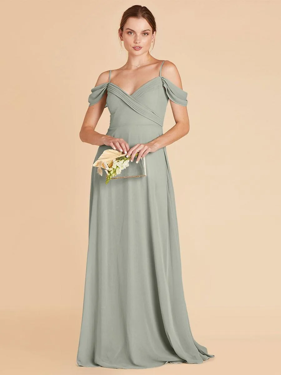 Bridesmaid Dress A-Line Floor-Length Chiffon Prom Dress Free Customization