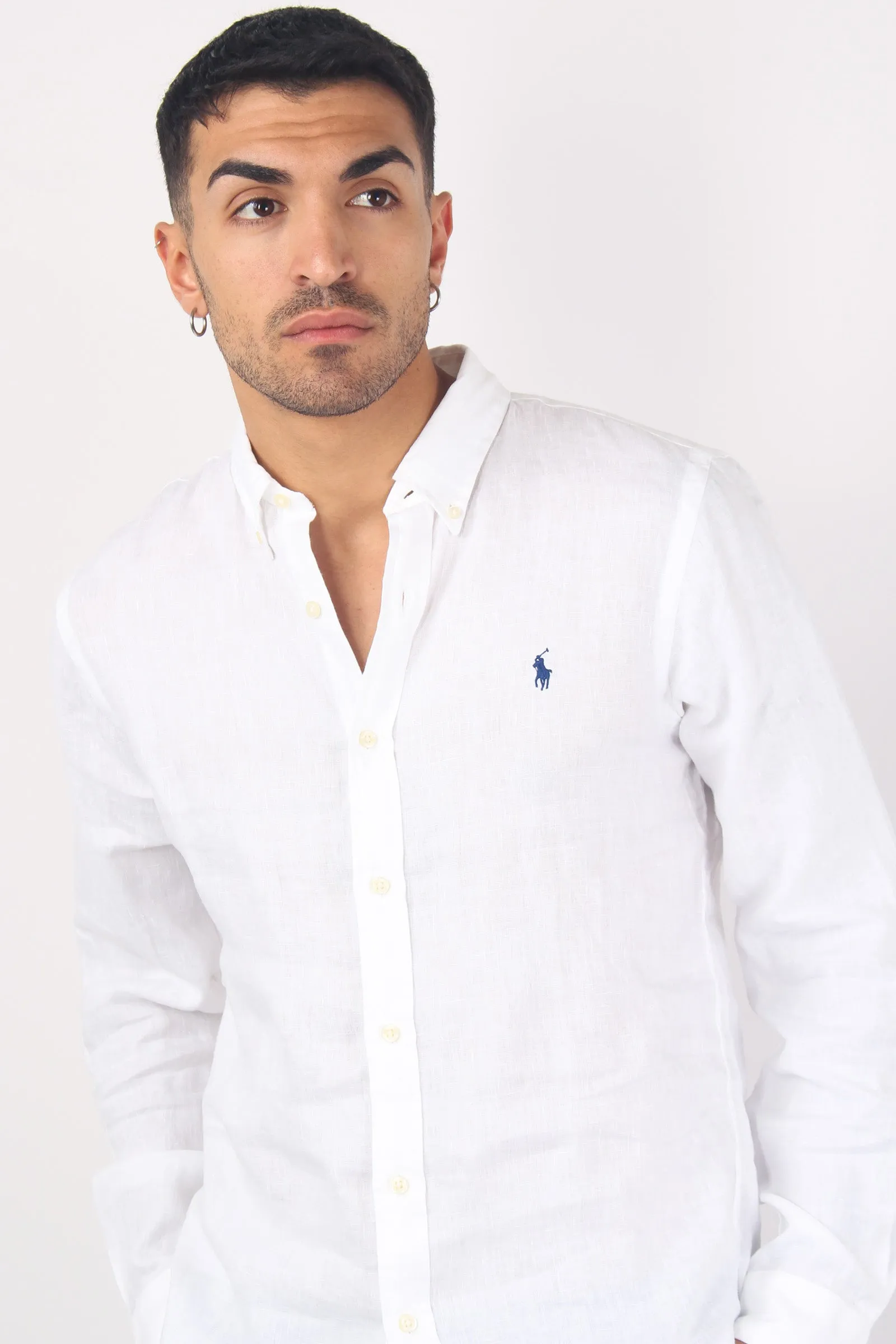 Camicia Lino Slim Fit White