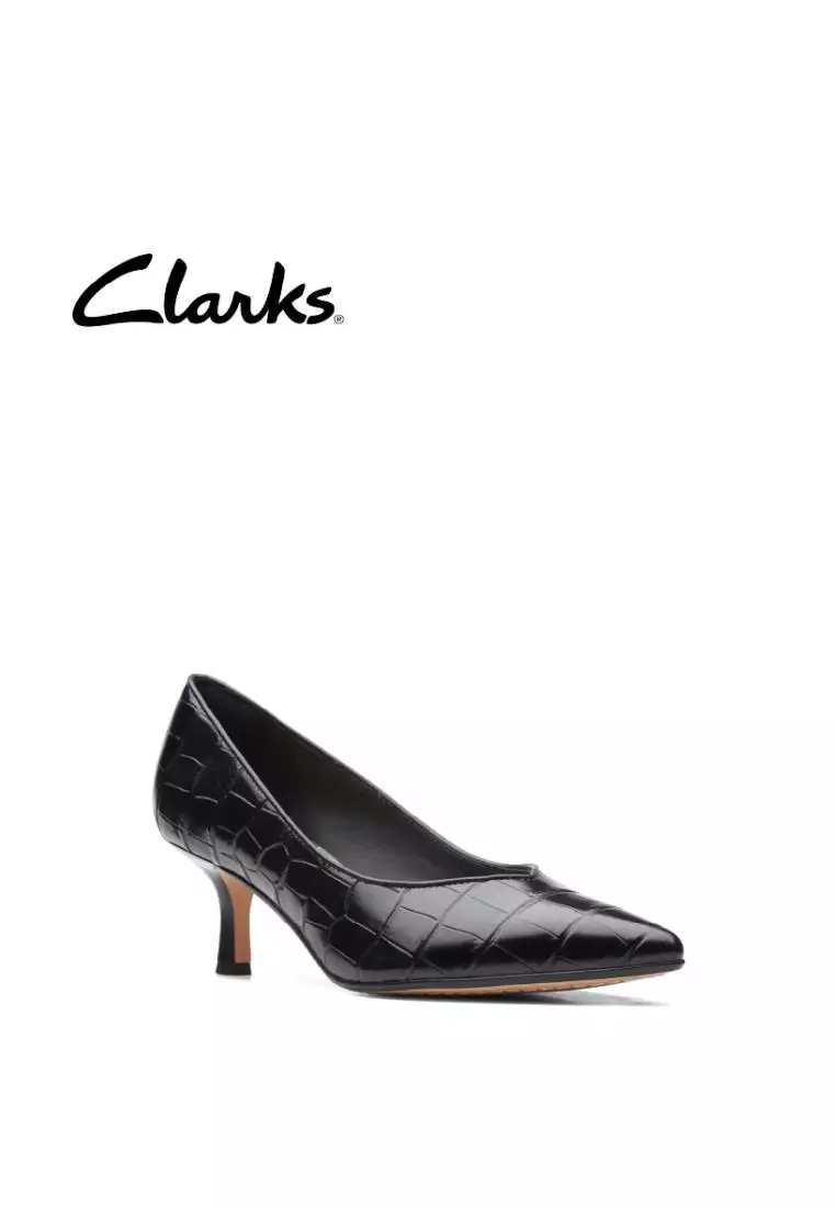 Clarks Clarks Violet55 Court Black Croc Womens Shoes with Cushion Plus and Medal Rated Tannery Technology