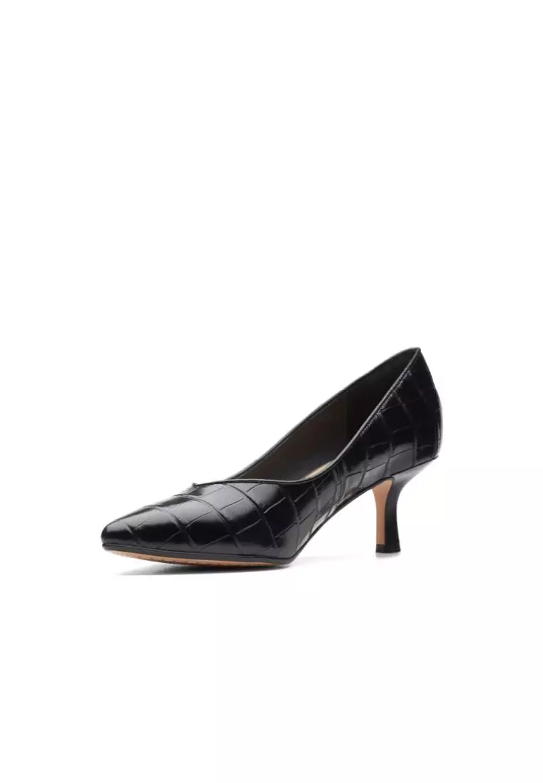 Clarks Clarks Violet55 Court Black Croc Womens Shoes with Cushion Plus and Medal Rated Tannery Technology