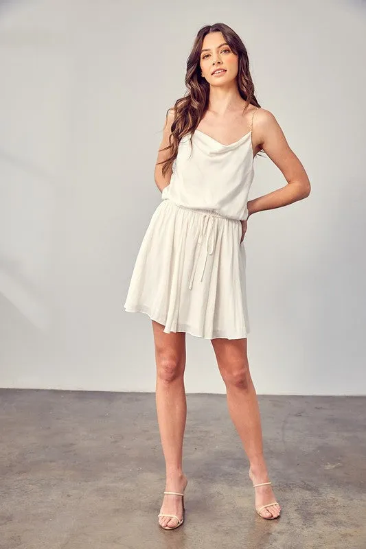 COWL NECK BEADED STRAP DRESS