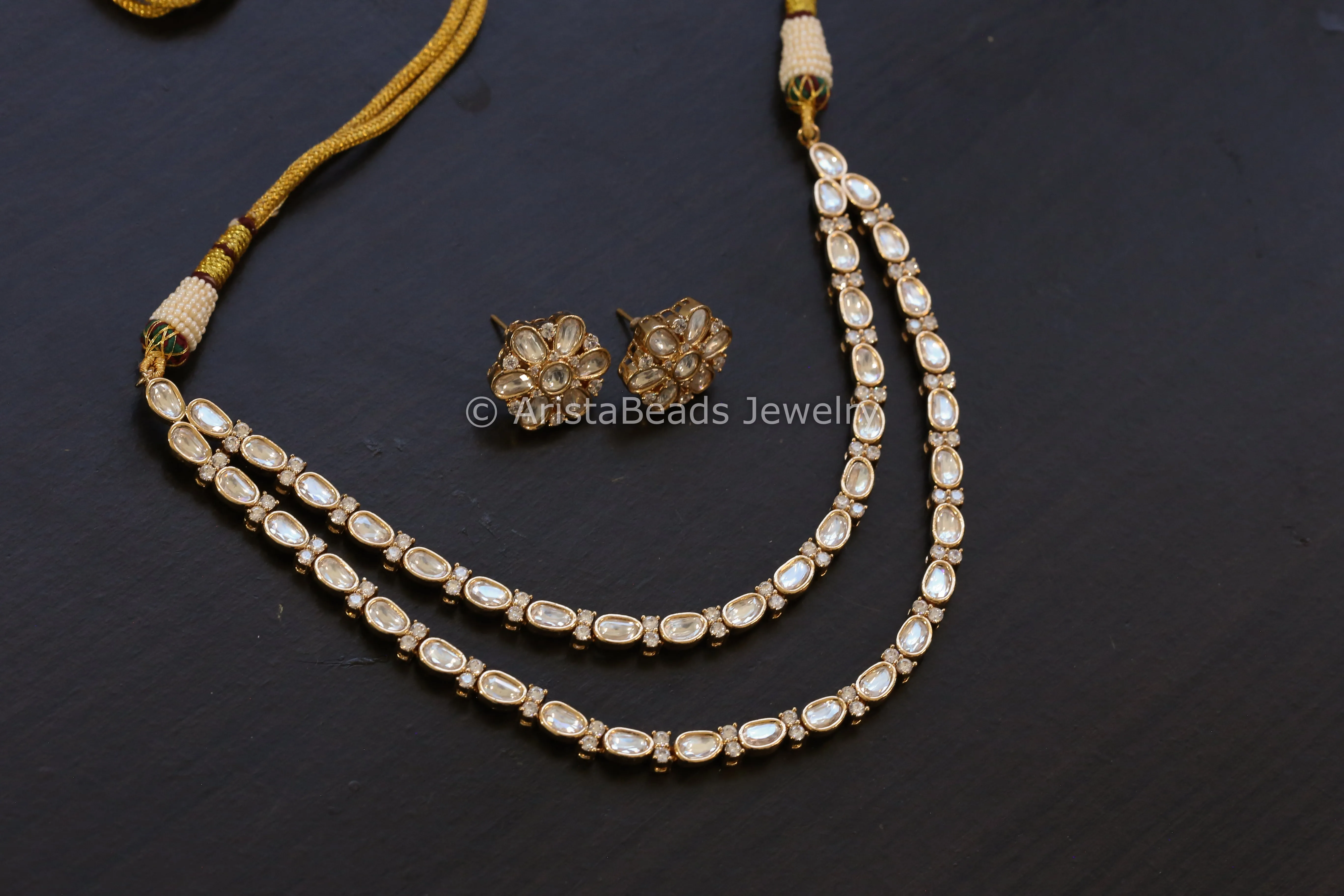 Dainty Kundan Polki Necklace Set