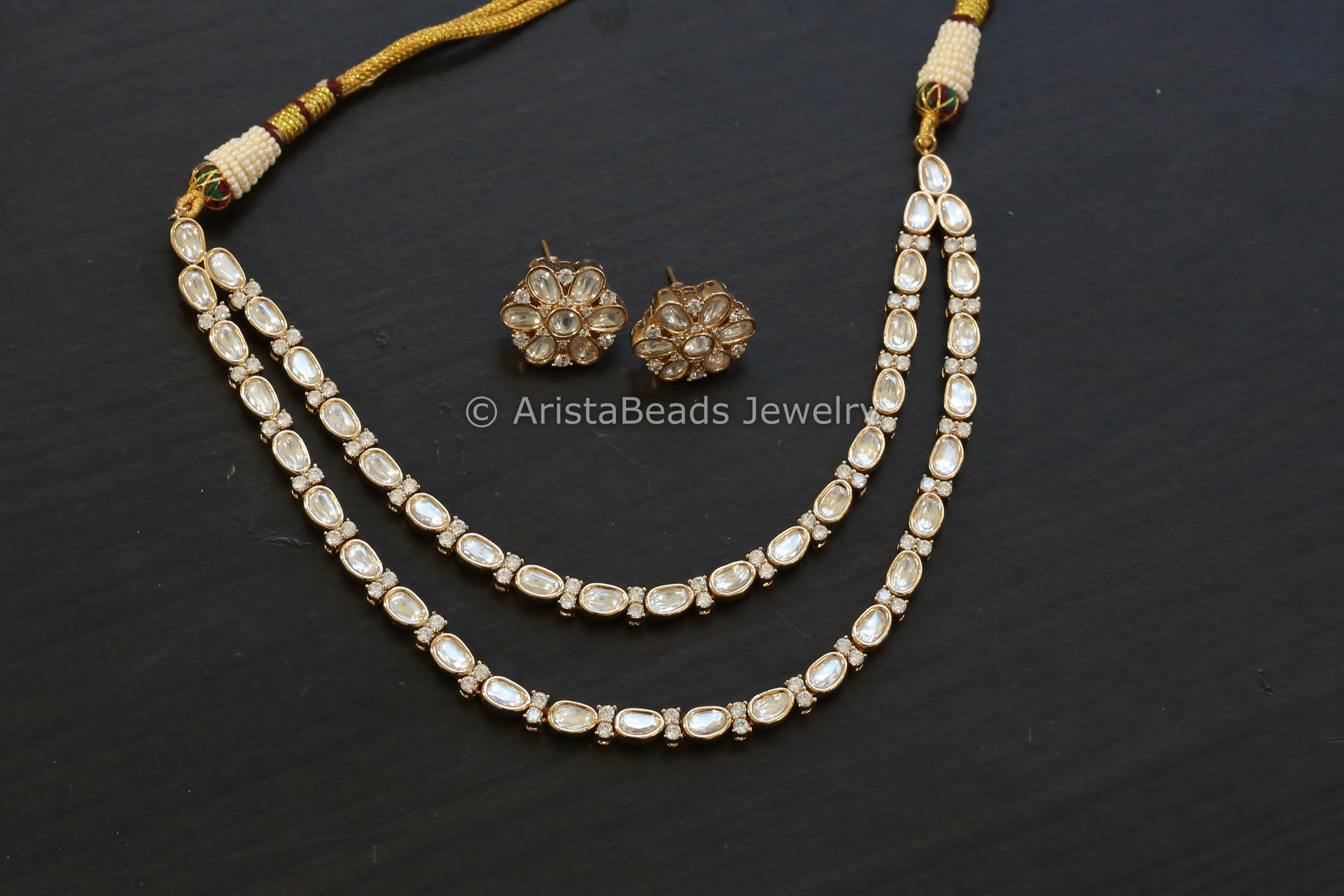 Dainty Kundan Polki Necklace Set