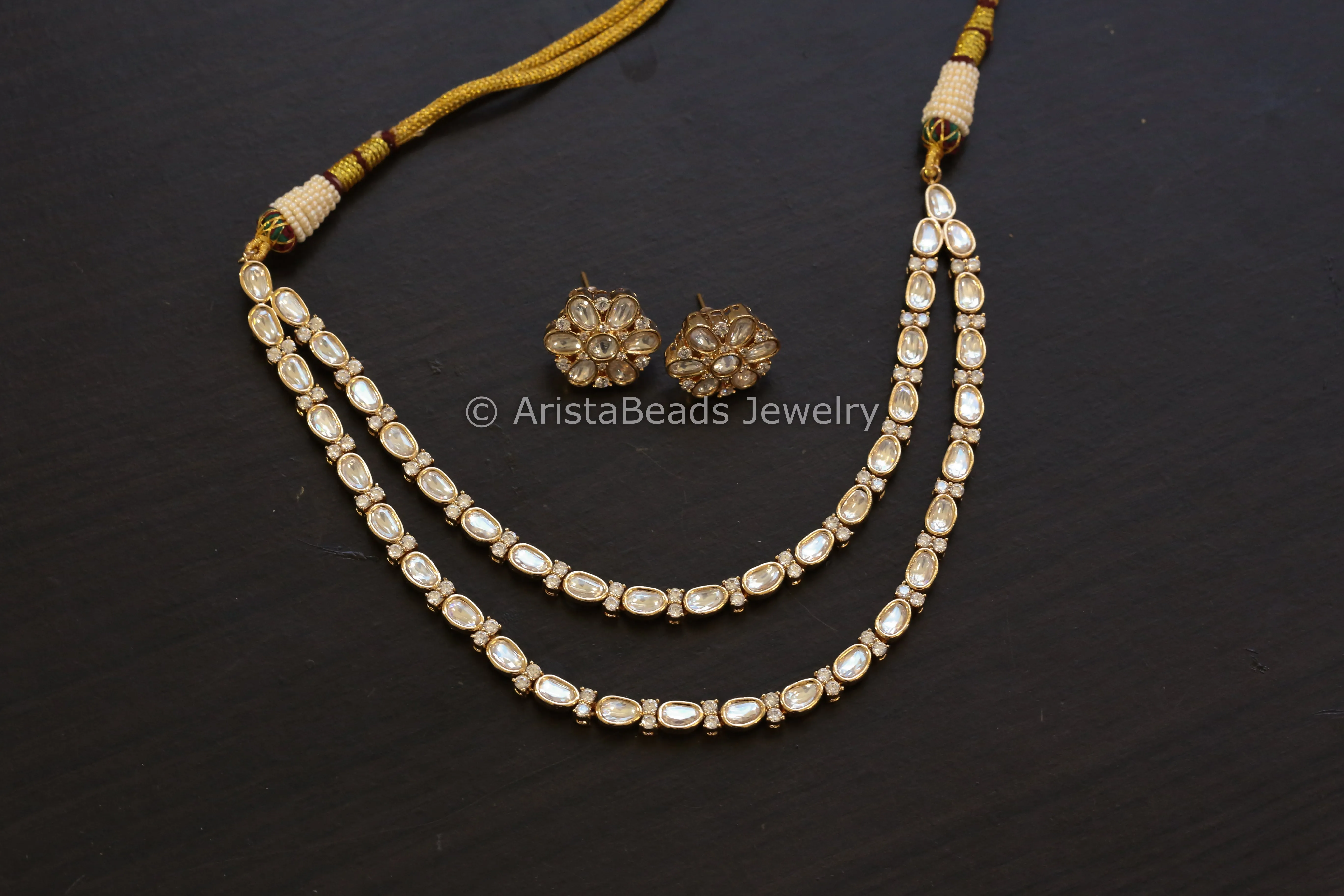 Dainty Kundan Polki Necklace Set