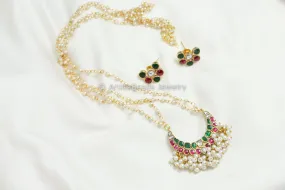 Dainty Ruby Green Jadau Necklace