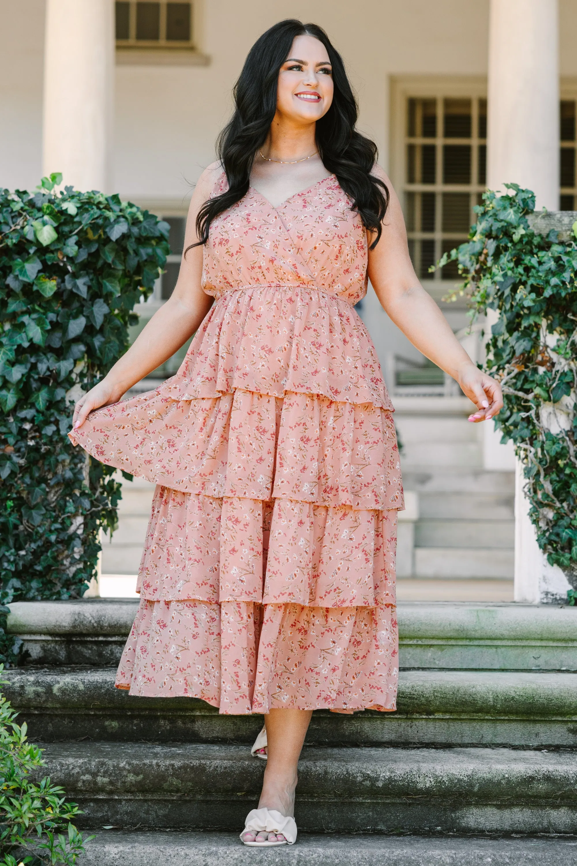 Days Together Midi Dress, Peach