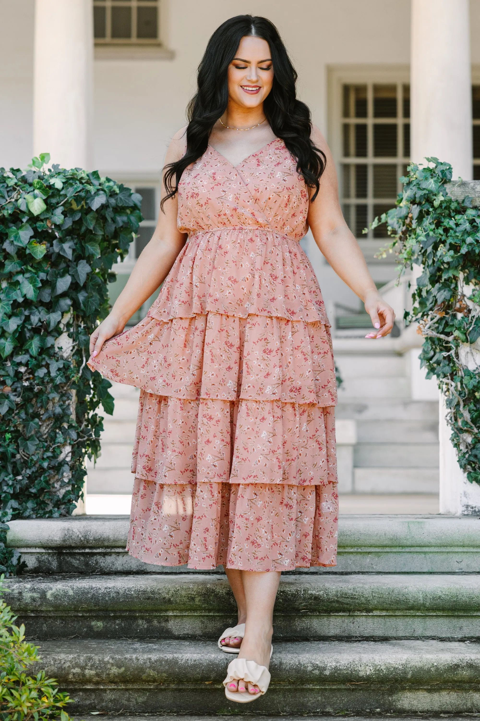 Days Together Midi Dress, Peach