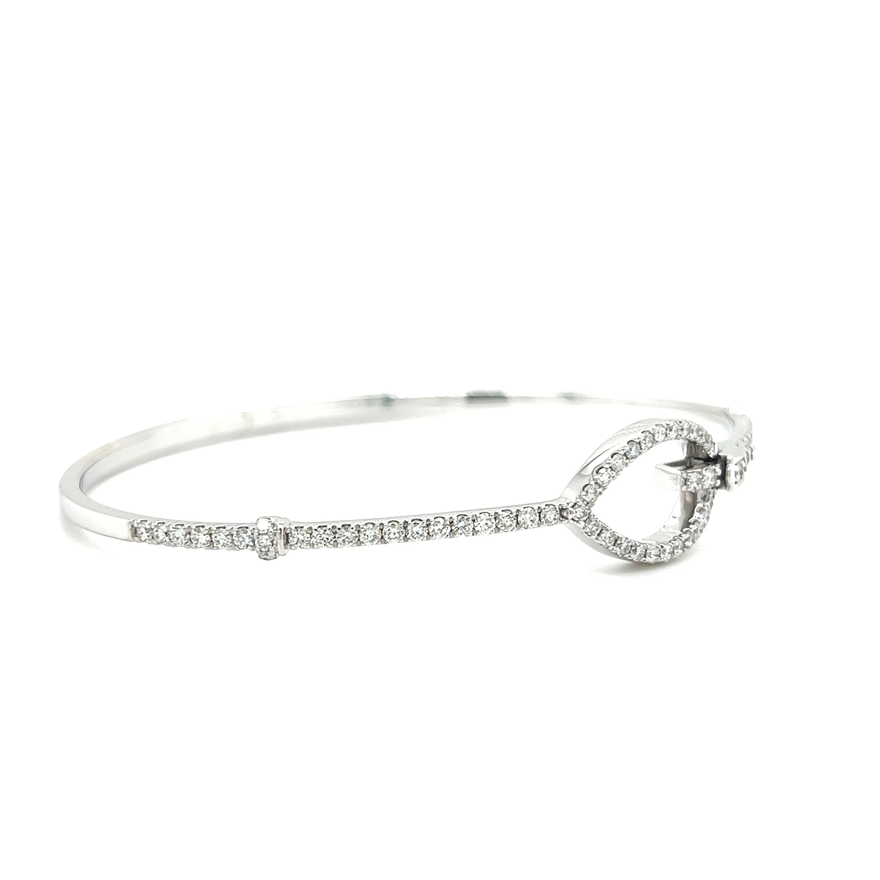 Diamond Buckle Bangle Bracelet with 0.88CTW of Diamonds in 14K White Gold