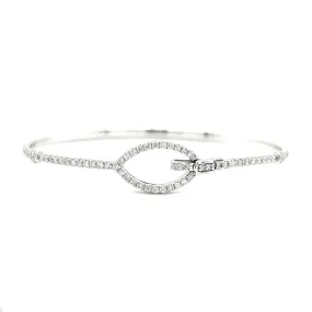 Diamond Buckle Bangle Bracelet with 0.88CTW of Diamonds in 14K White Gold