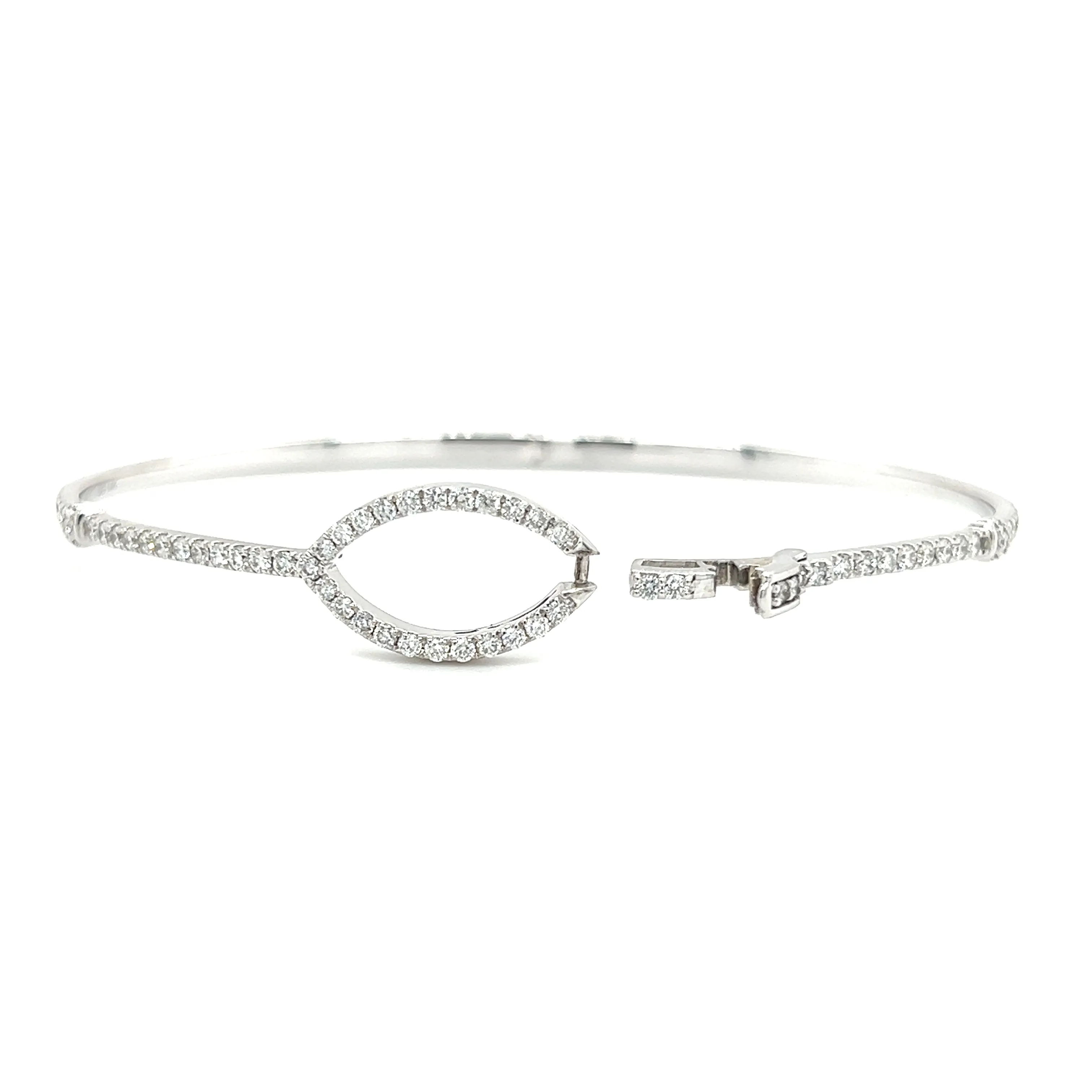 Diamond Buckle Bangle Bracelet with 0.88CTW of Diamonds in 14K White Gold