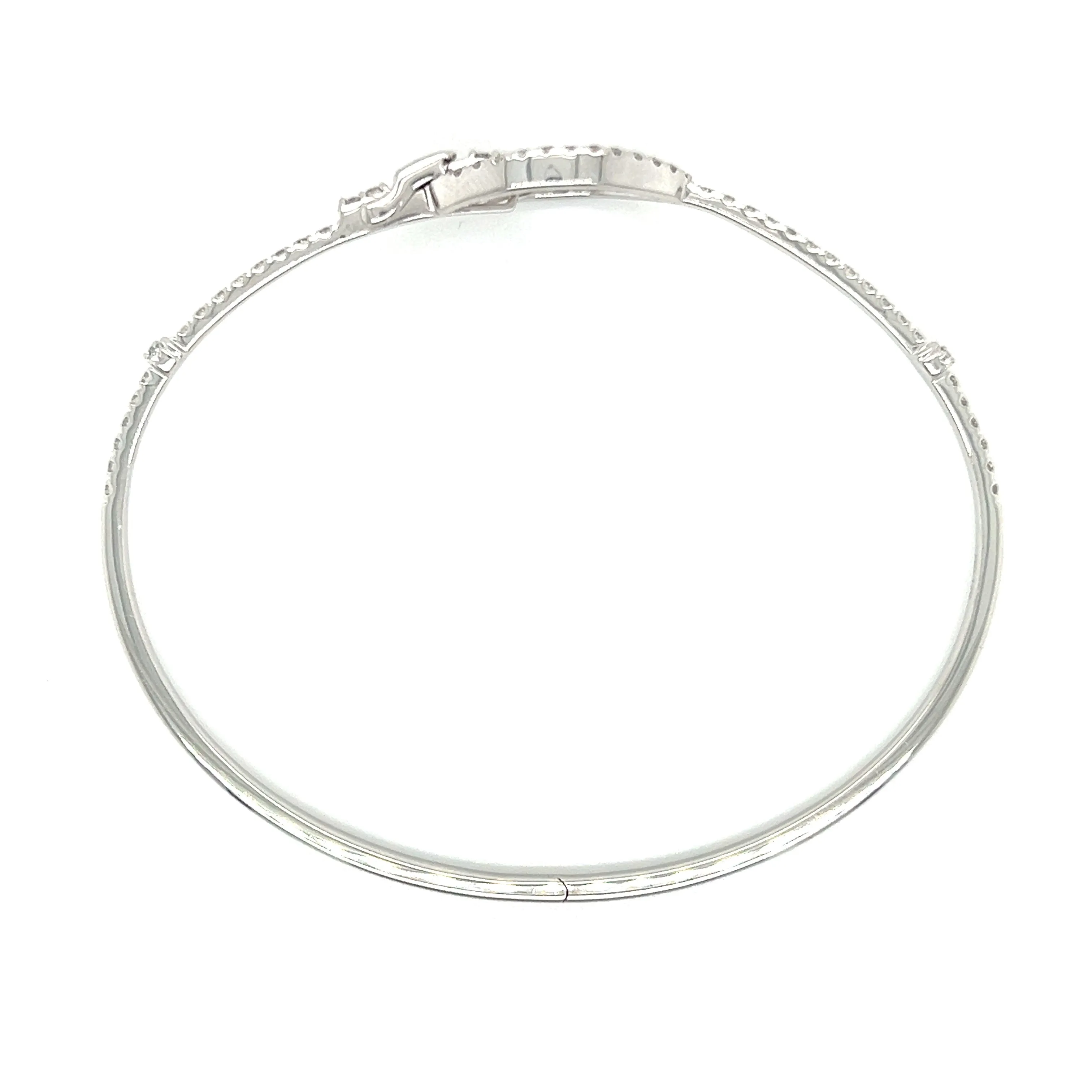 Diamond Buckle Bangle Bracelet with 0.88CTW of Diamonds in 14K White Gold