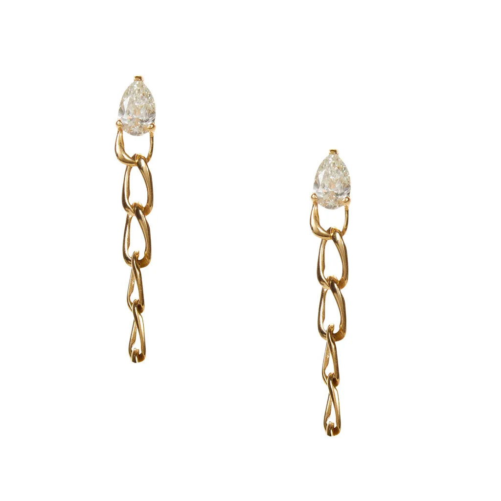 Diamond Teardrop Chain Studs