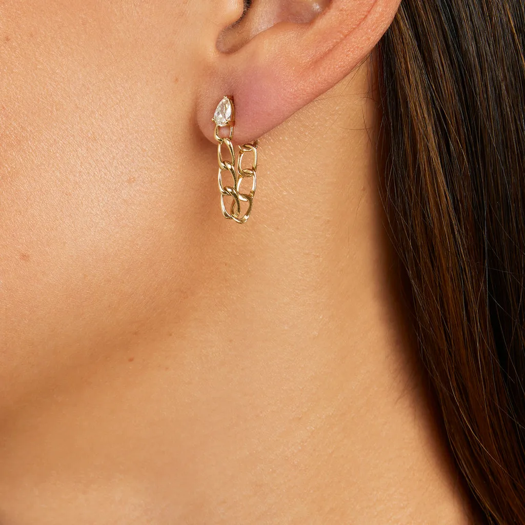 Diamond Teardrop Chain Studs