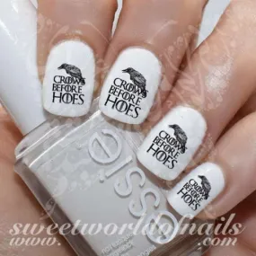 Game of Thrones Nail Art Crows Before Hoes Nail Water Decals