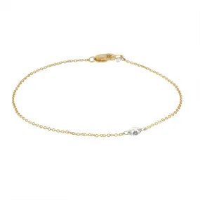 Gold Chain Bracelet with Single Marquise Diamond