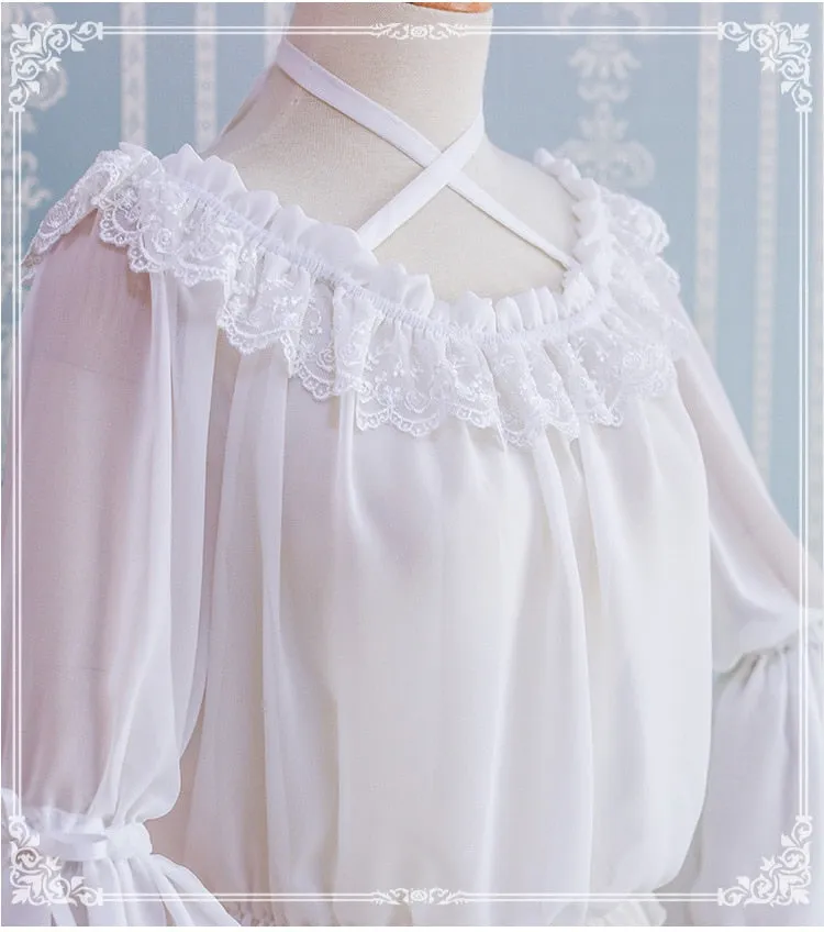 Gothic Lolita Chiffon Blouse with Flared Sleeves