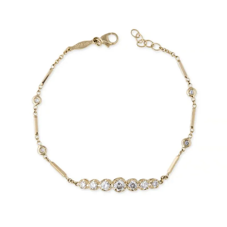 Graduated Diamond Kate Bracelet with Bar Chain