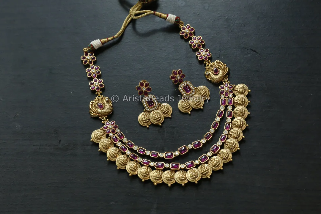 Gram Gold Kemp Coin Necklace Set - Ruby