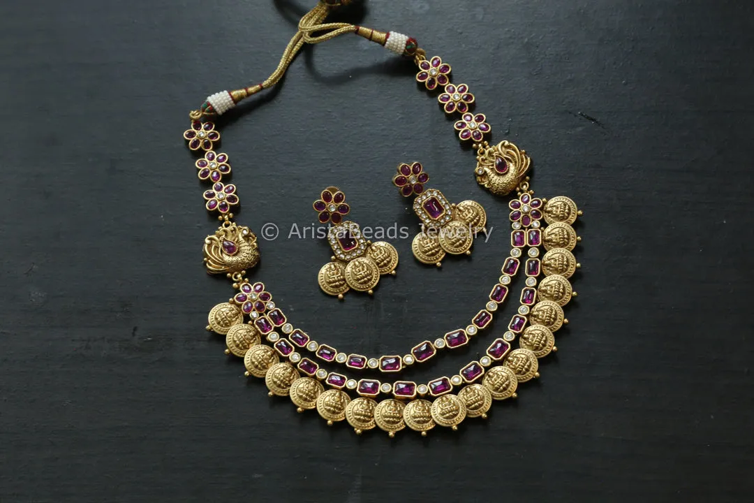 Gram Gold Kemp Coin Necklace Set - Ruby