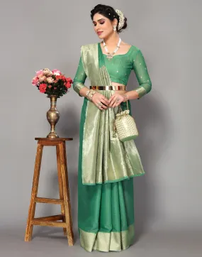 Green Banarasi Cotton Saree