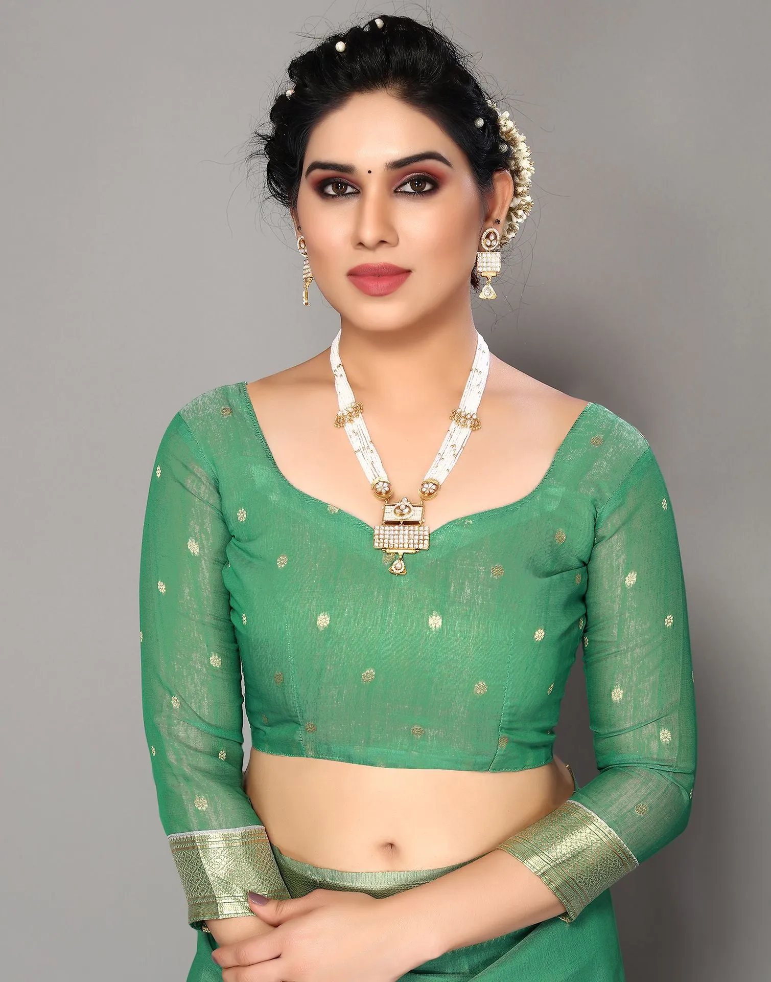 Green Banarasi Cotton Saree