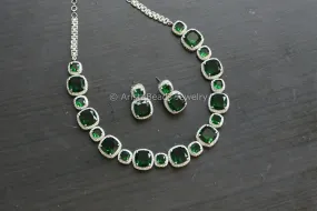 Green Hydro & CZ Necklace Set