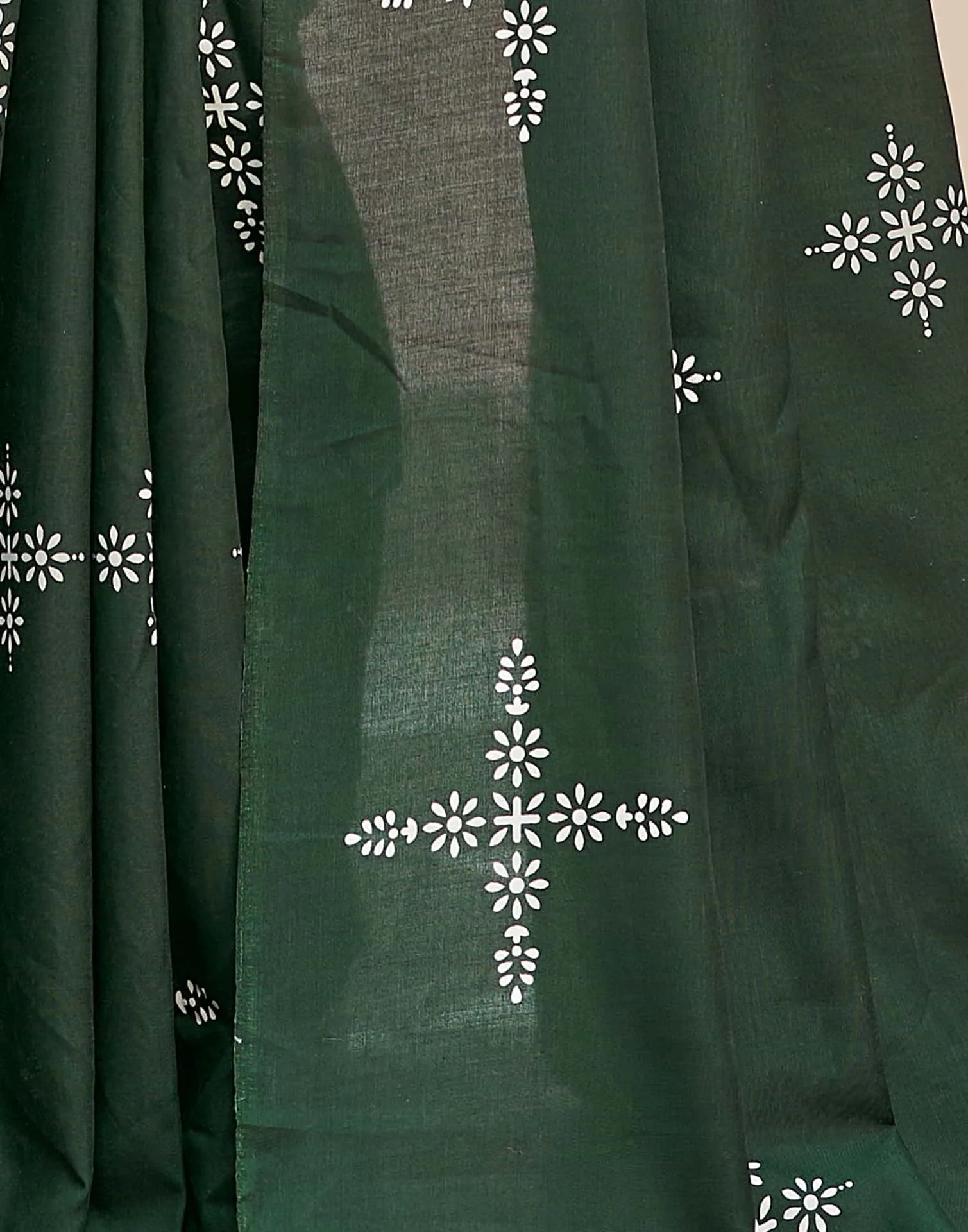 Green Printed Cotton Saree