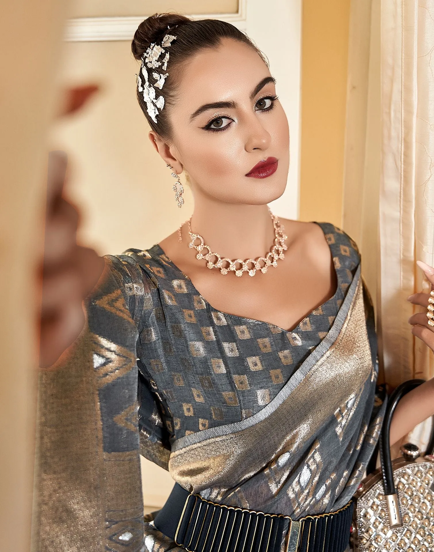 Grey Cotton Saree