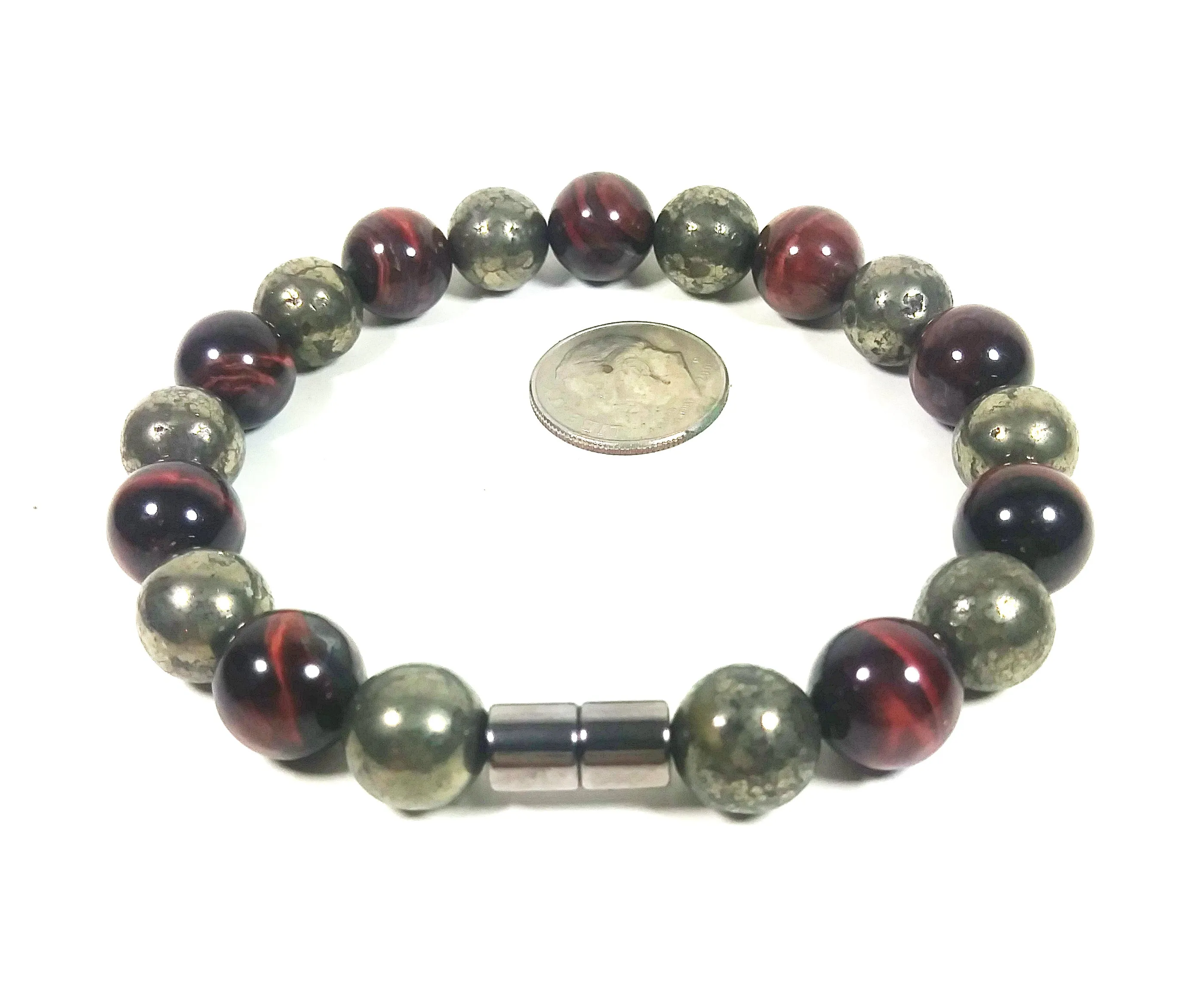 Handmade Pyrite And Red Tiger Eye Bracelet