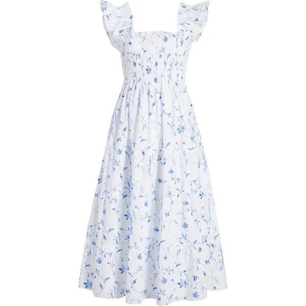 Hill House Home The Women's Ellie Nap Dress, Blue Botanical