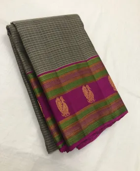 Jaya Bharathi , Pure Kanchipuram Silk Hand Woven 1G pure zari all over hand weaving Jari butta KORVAI rich pallu with contrast b