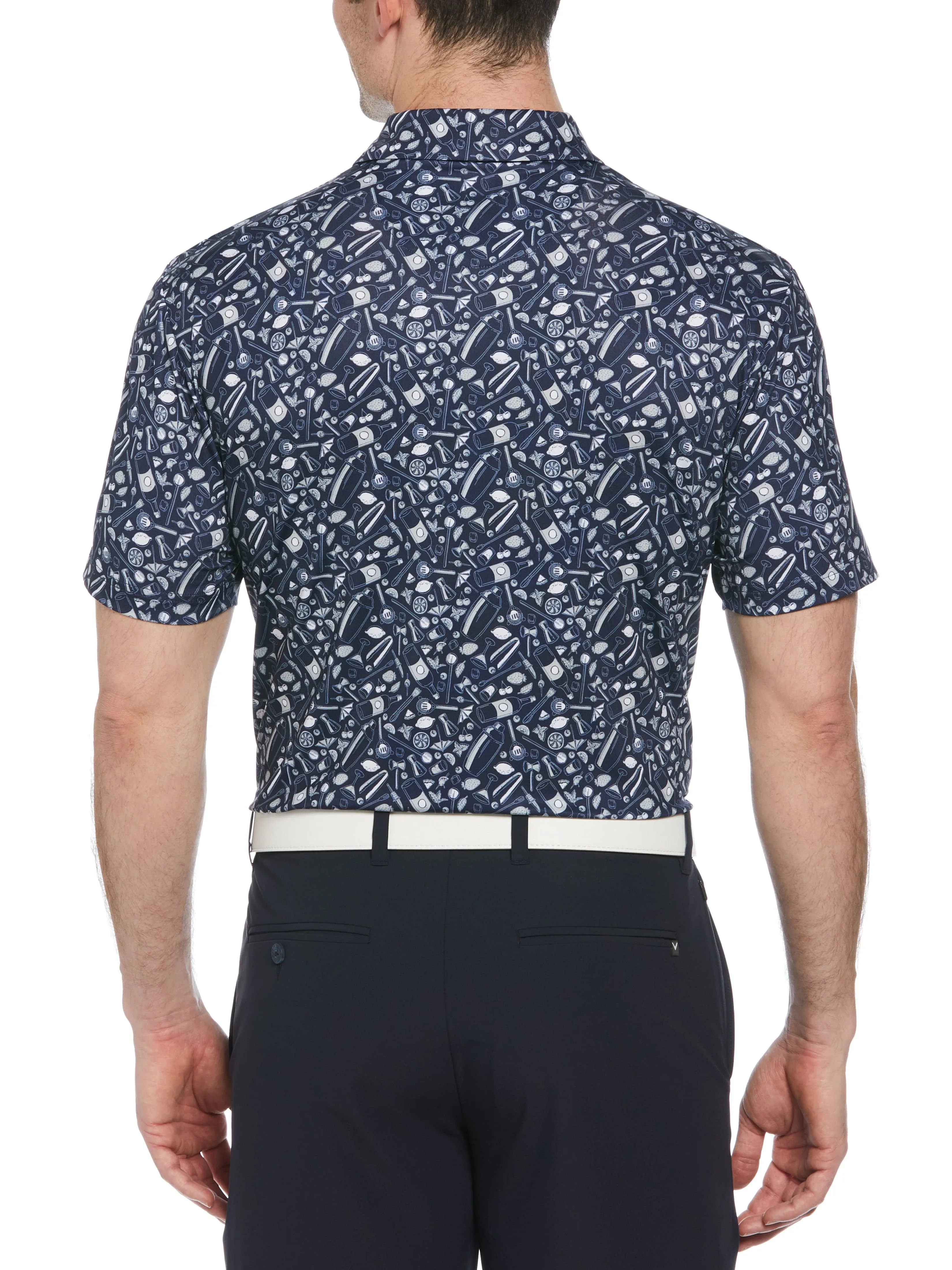 Mens Tropical Cocktail Print Short Sleeve Golf Polo