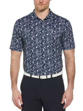 Mens Tropical Cocktail Print Short Sleeve Golf Polo