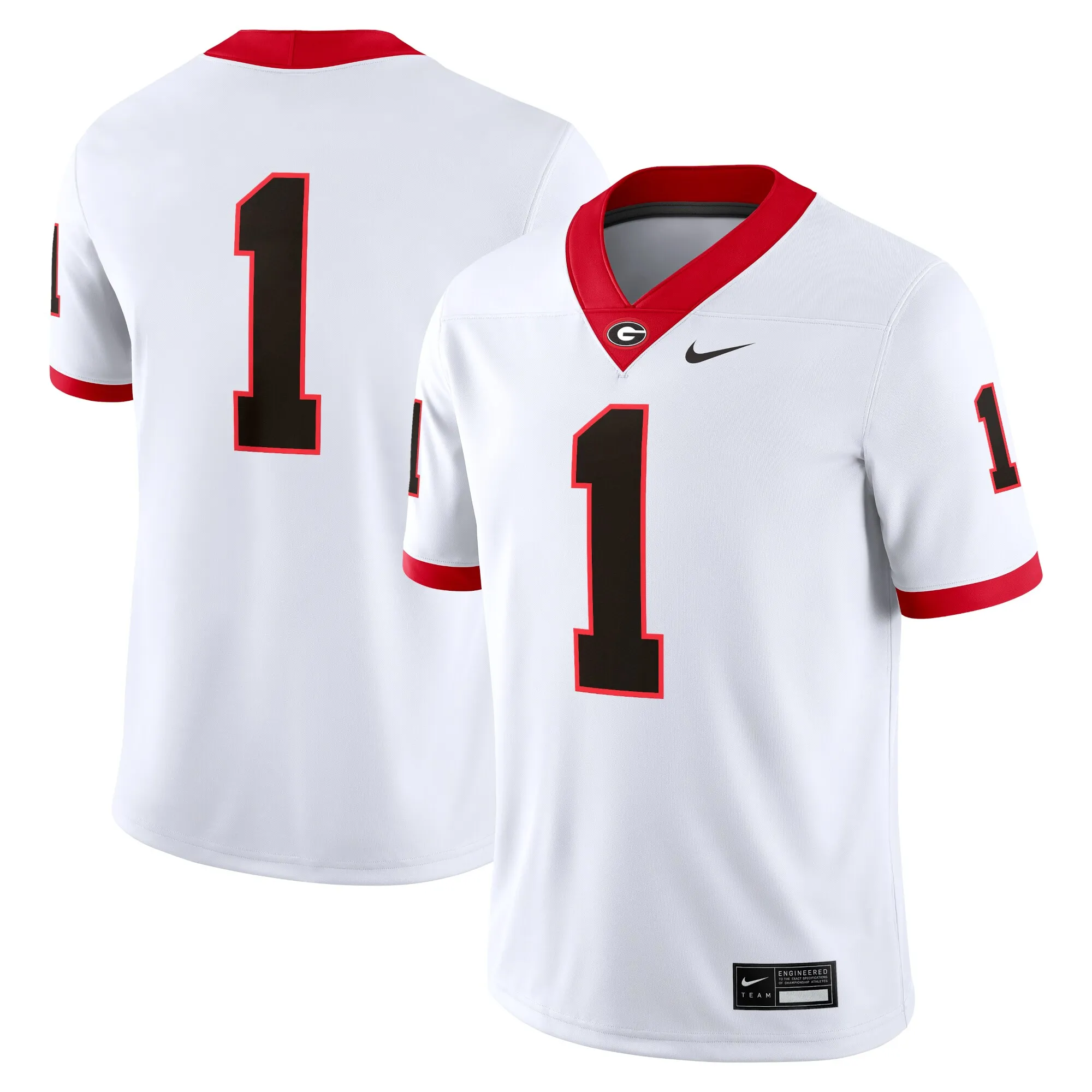 Men's Nike #1 White Georgia Bulldogs Game Jersey