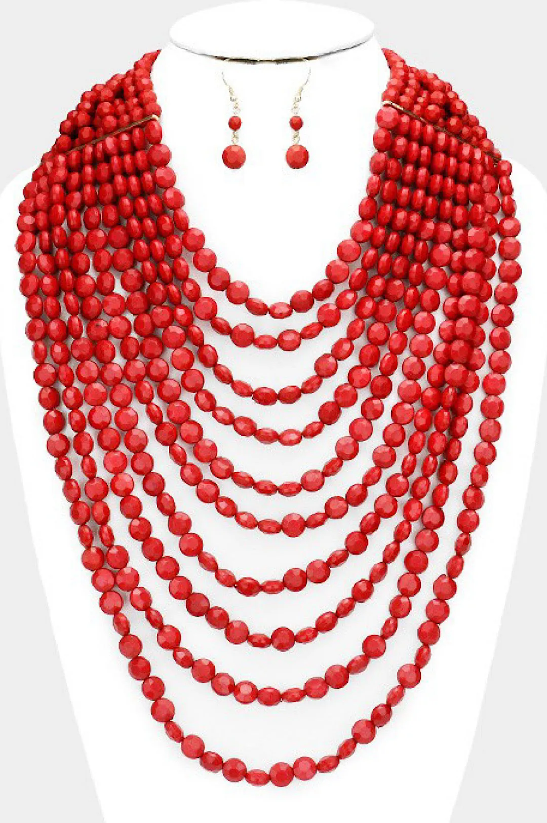 Multi Strand Faceted Bead Necklace