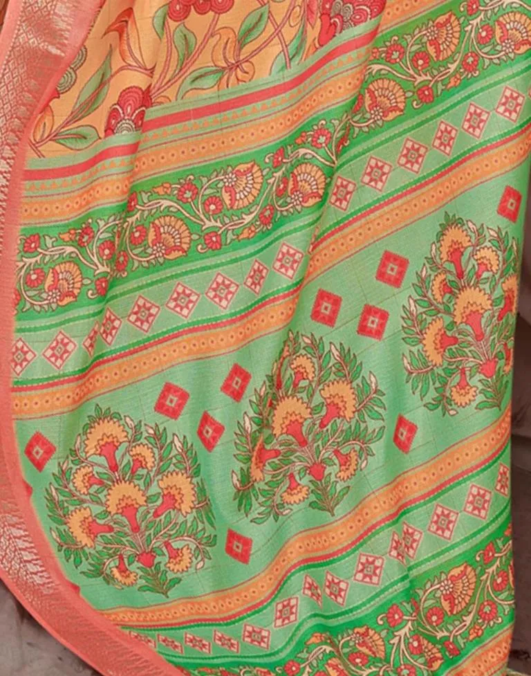 Multicoloured Printed Cotton Saree