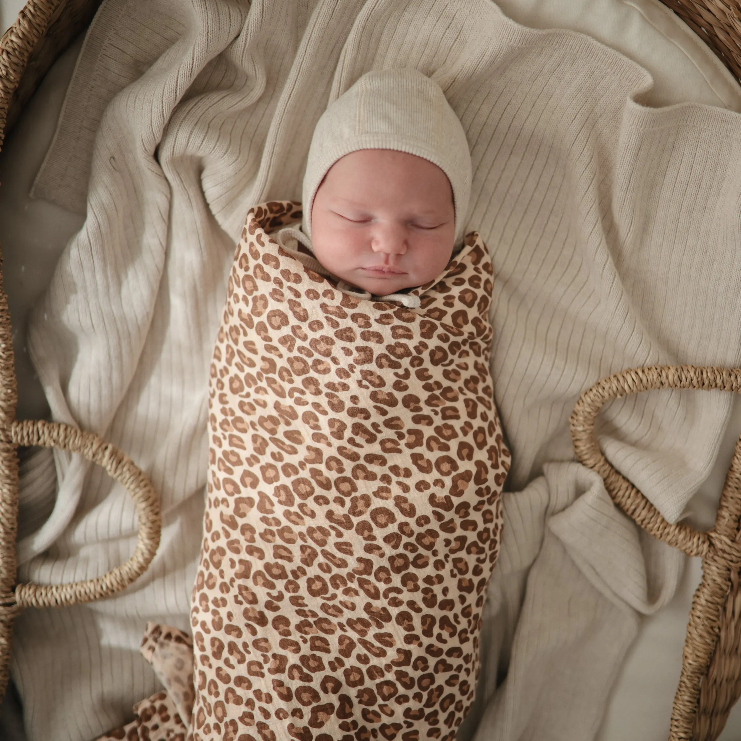 Muslin Swaddle Blanket Organic Cotton - Leopard