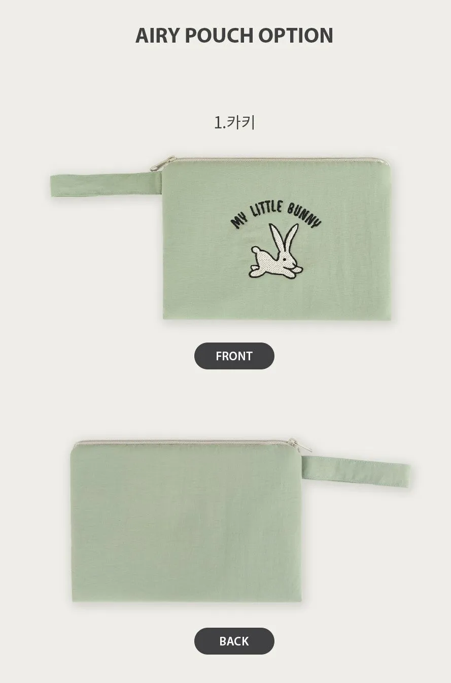 My Little Bunny Graphic Embroidery Airy Hand Strap Pouches Slim Pencil Cases Ultra Light Stationery School Office Cosmetics Bags