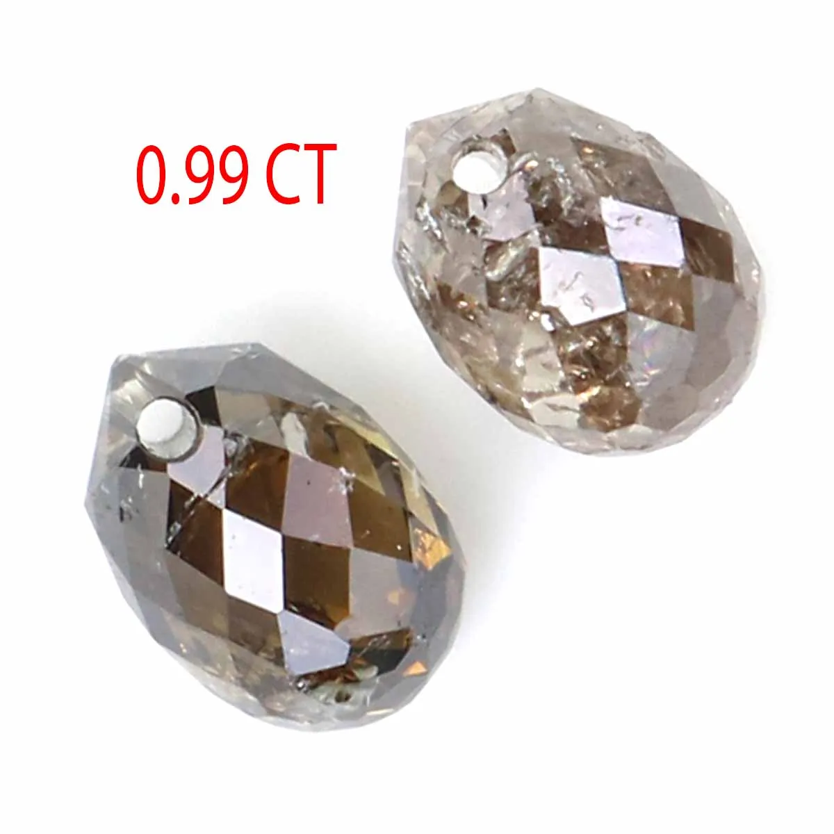 Natural Loose briolette Brown Color Diamond 0.99 CT 4.70 MM Drop Shape Rose Cut Diamond L178