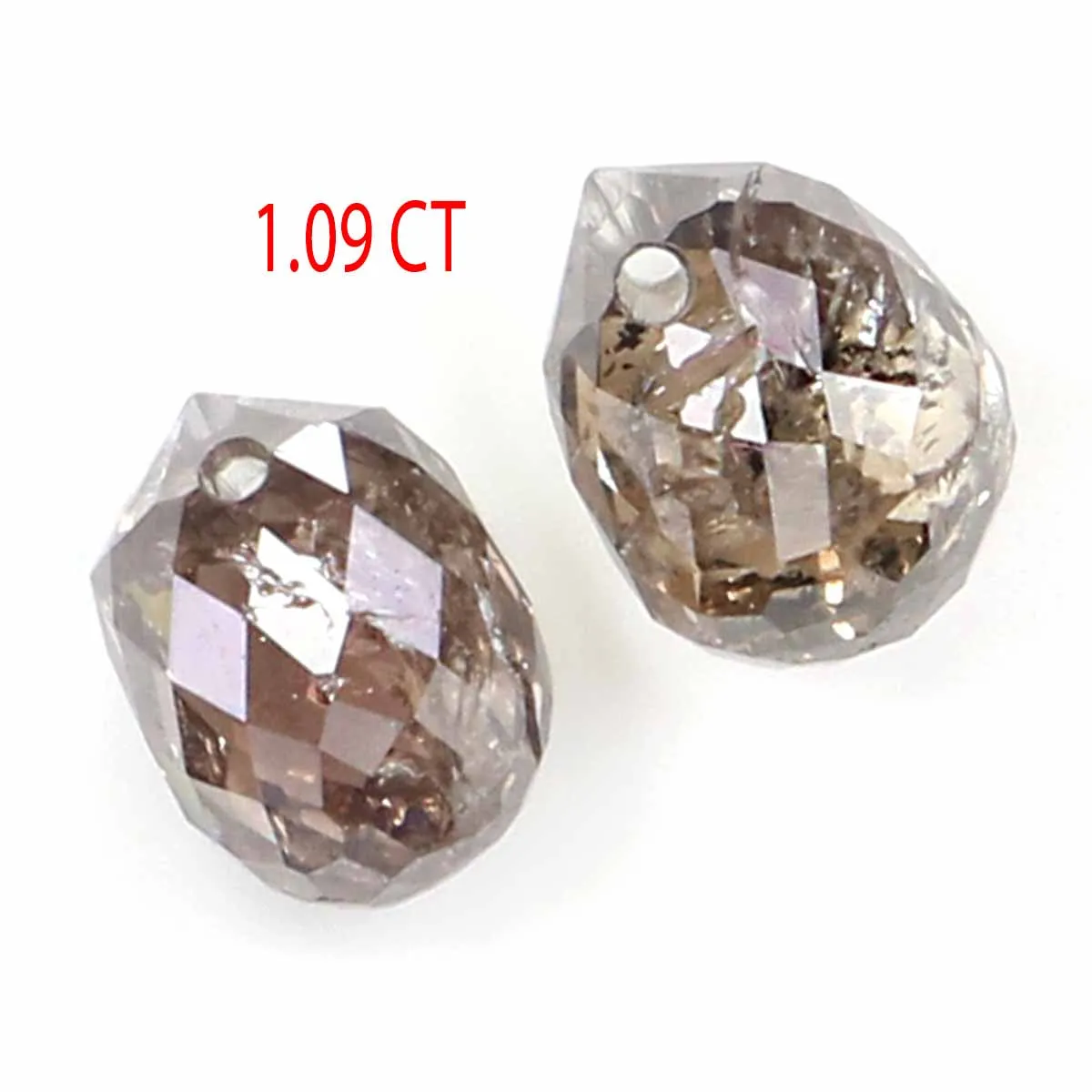 Natural Loose briolette Brown Color Diamond 1.09 CT 4.80 MM Drop Shape Rose Cut Diamond KR2277