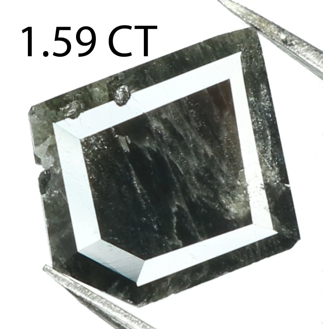 Natural Loose Diamond Shield Black Grey Salt And Pepper Color I3 Clarity 9.20 MM 1.59 Ct KR1267