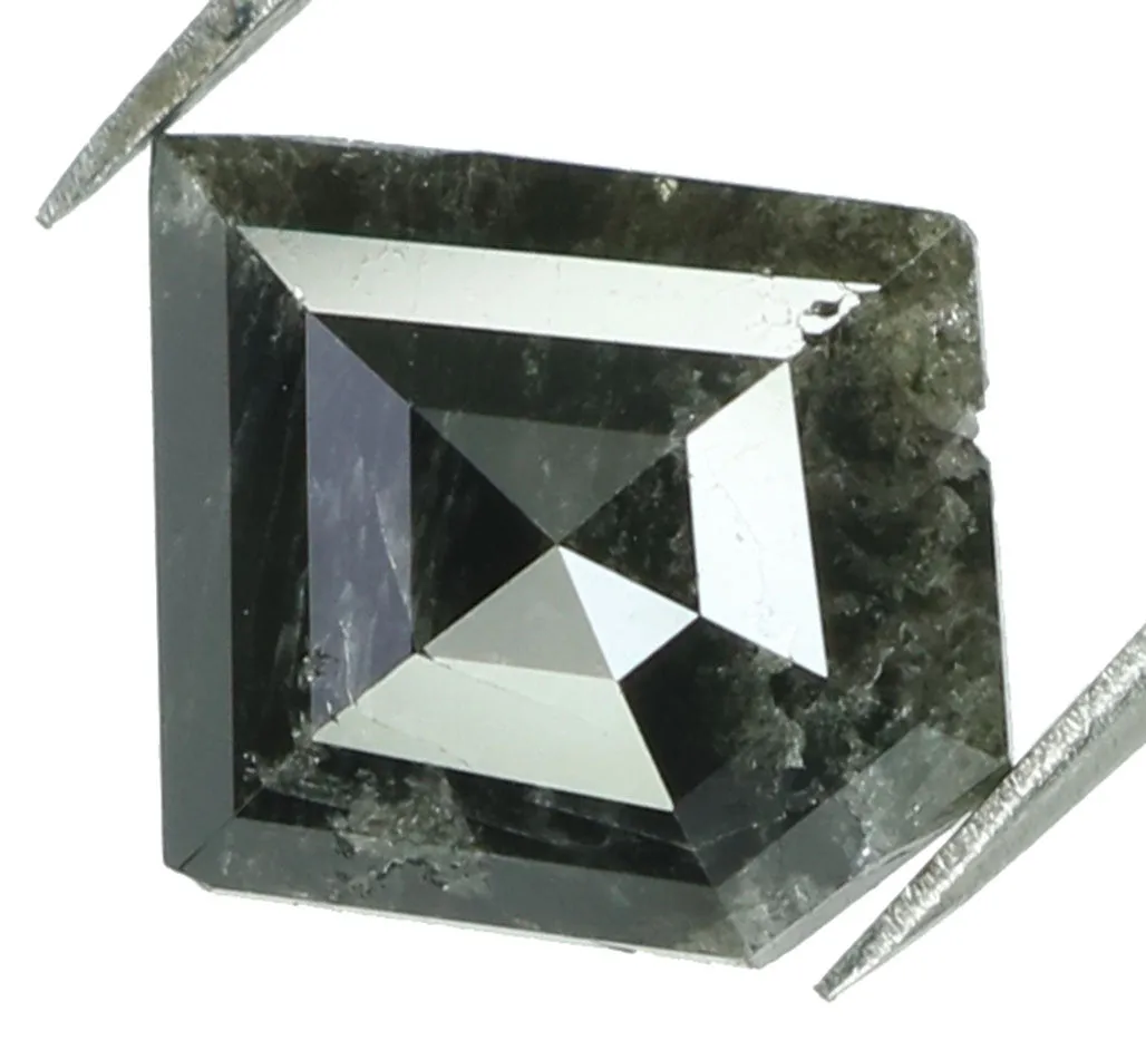 Natural Loose Diamond Shield Black Grey Salt And Pepper Color I3 Clarity 9.20 MM 1.59 Ct KR1267